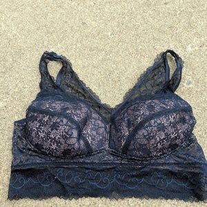 Cecilene Navy Blue Lace Bralette Size 90B NWOT